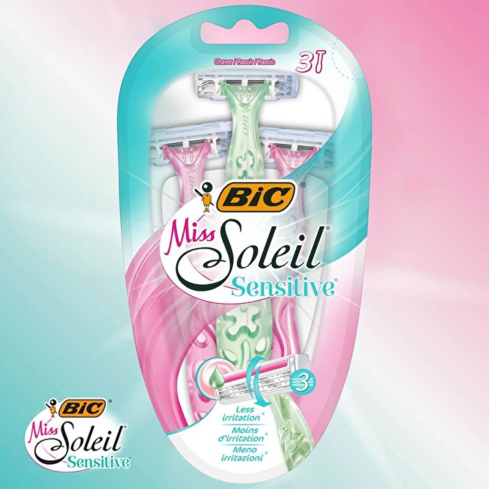 Bic Miss Soleil Sensitive Women's Razor 3 Pack Blister x ISANA Shaving Foam with Aloe Vera Extract 50 ml