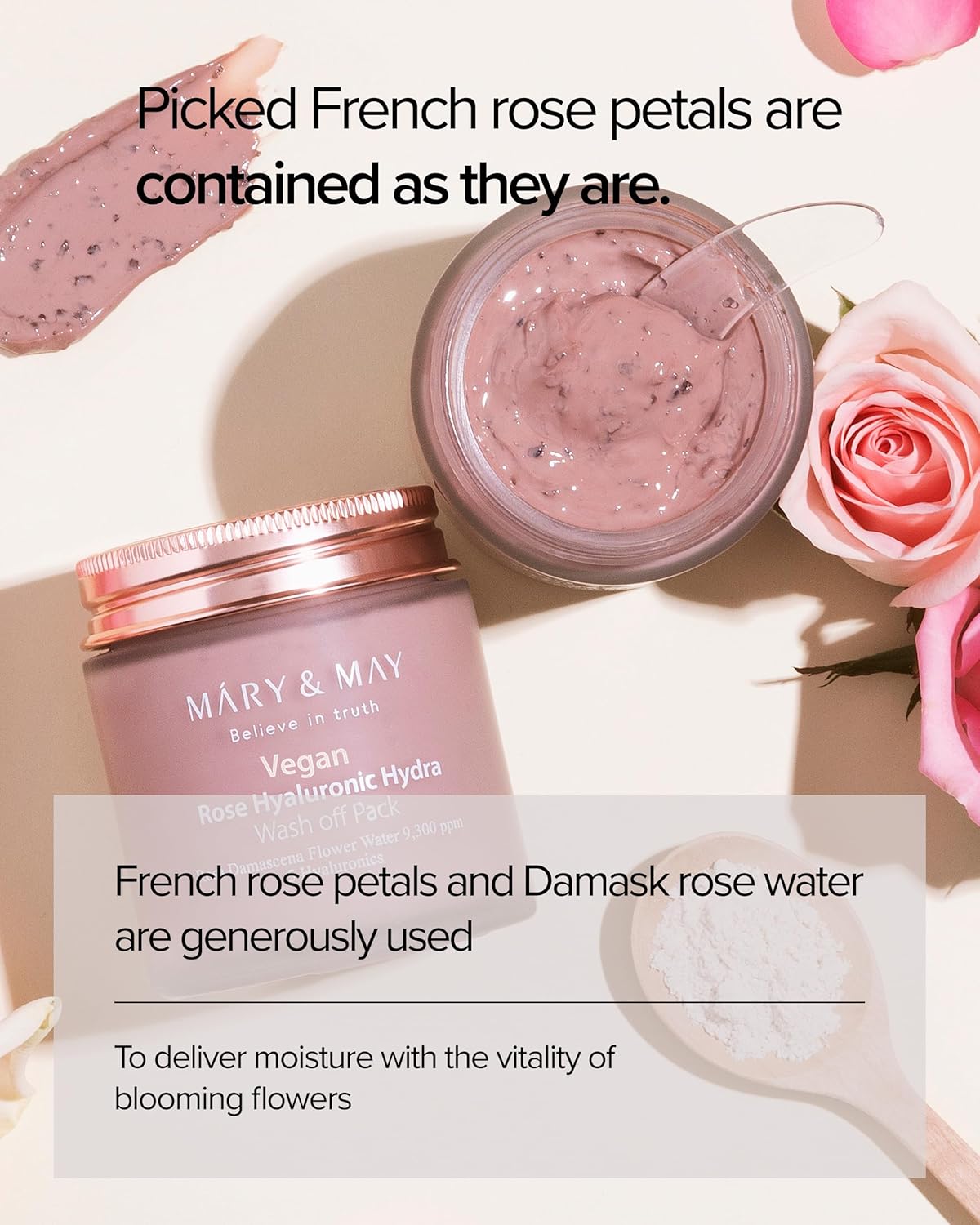 Mary & May Vegan Rose Hyaluronic Hydra Wash Off Pack