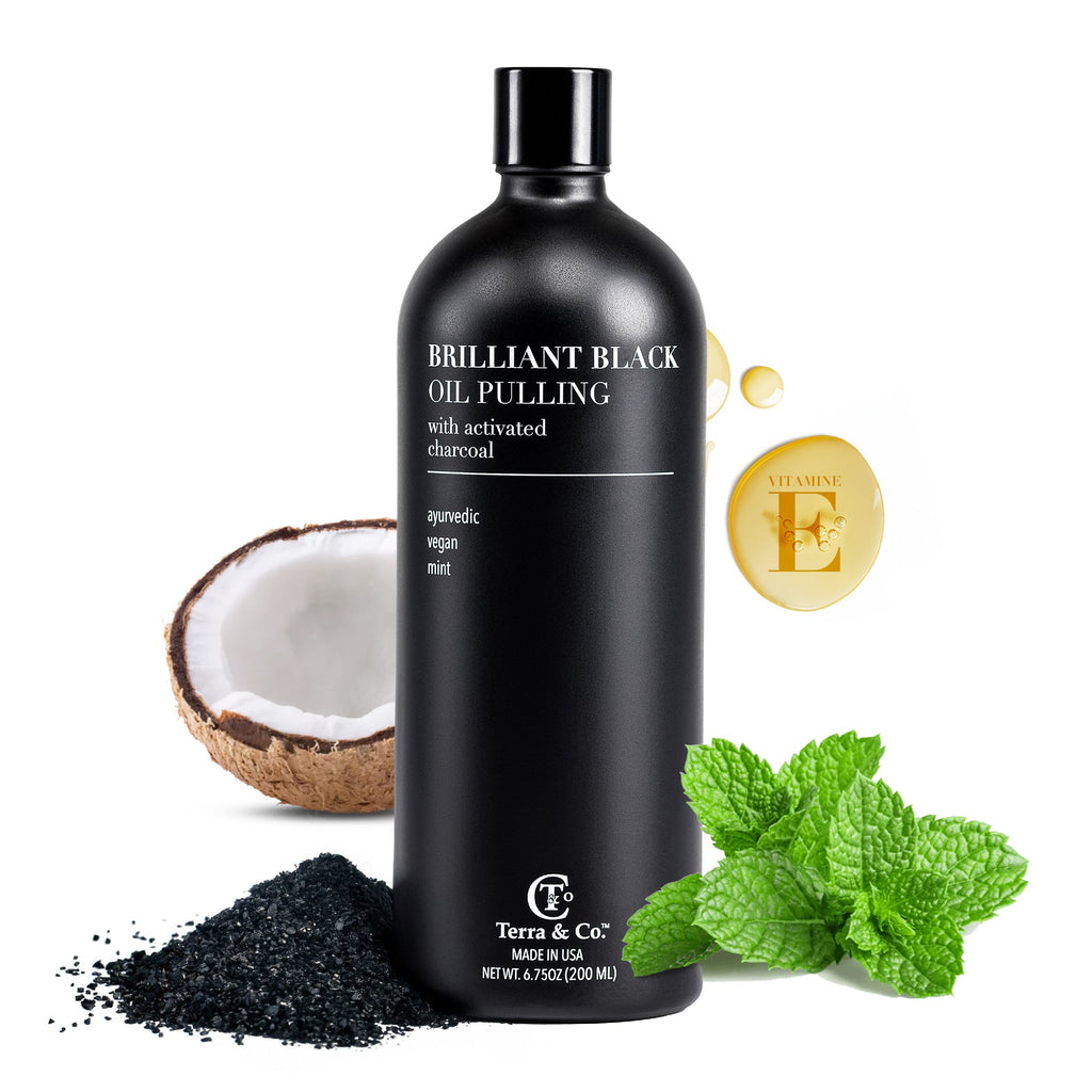 Brilliant Black® Oil Pulling – Charcoal Ayurvedic Mouthwash for Teeth Whitening & Fresh Breath, 6.75 oz