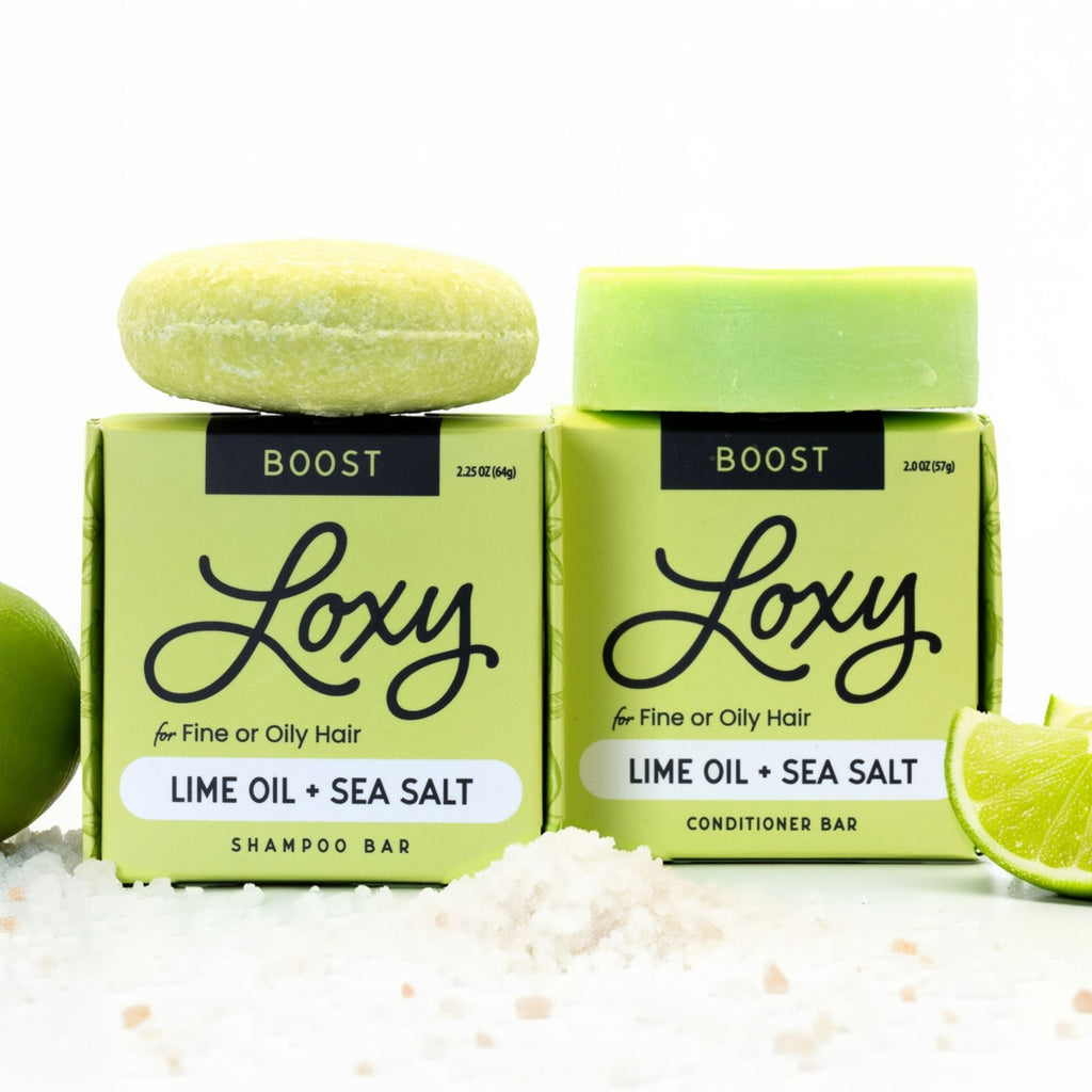 BOOST: Volumizing Shampoo Bar & Conditioner Bar for Fine or Oily Hair with Lime Oil & Sea Salt
