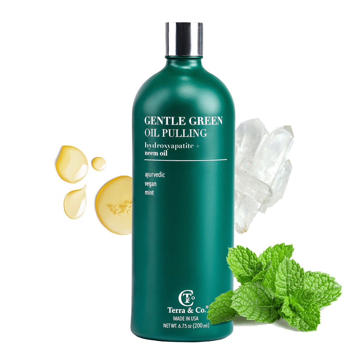 Gentle Green® Oil Pulling – Ayurvedic Oral Rinse with Nano-Hydroxyapatite for Fresh Breath, 6.75 oz