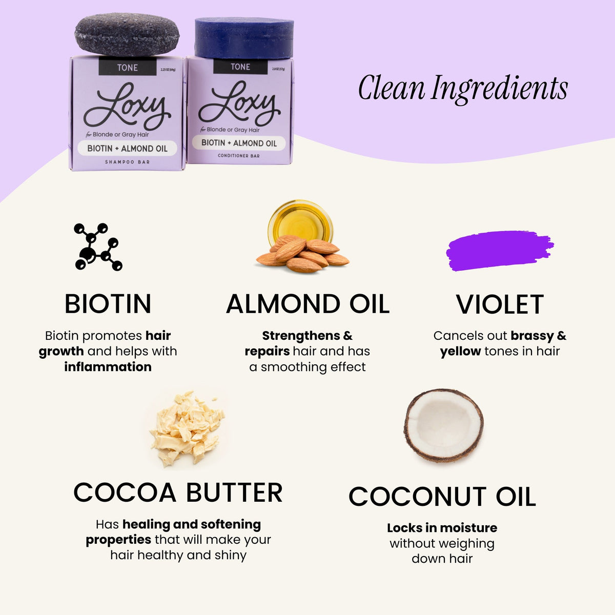 Tone: Purple Shampoo Bar & Conditioner Bar with Biotin & Almond Oil