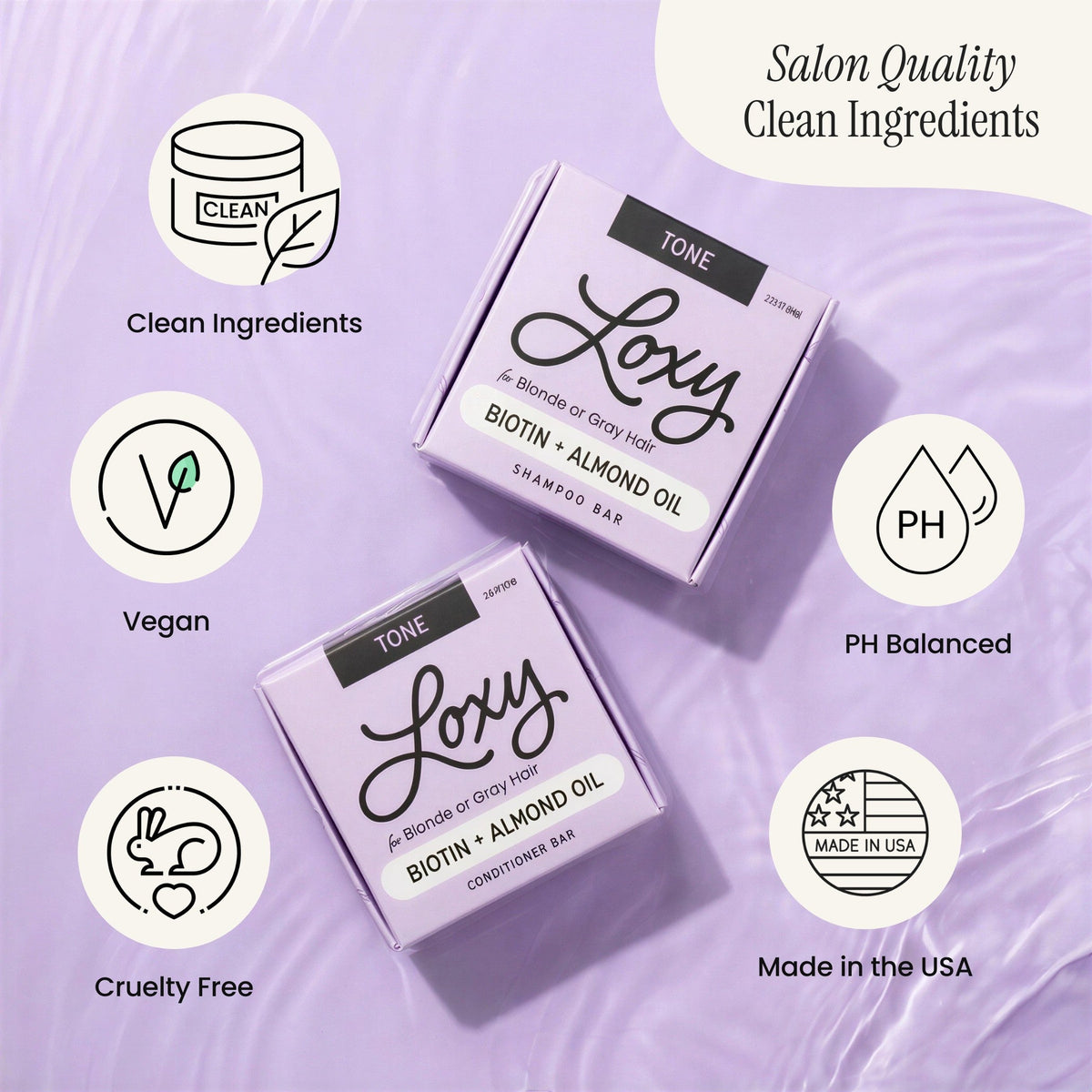 Tone: Purple Shampoo Bar & Conditioner Bar with Biotin & Almond Oil