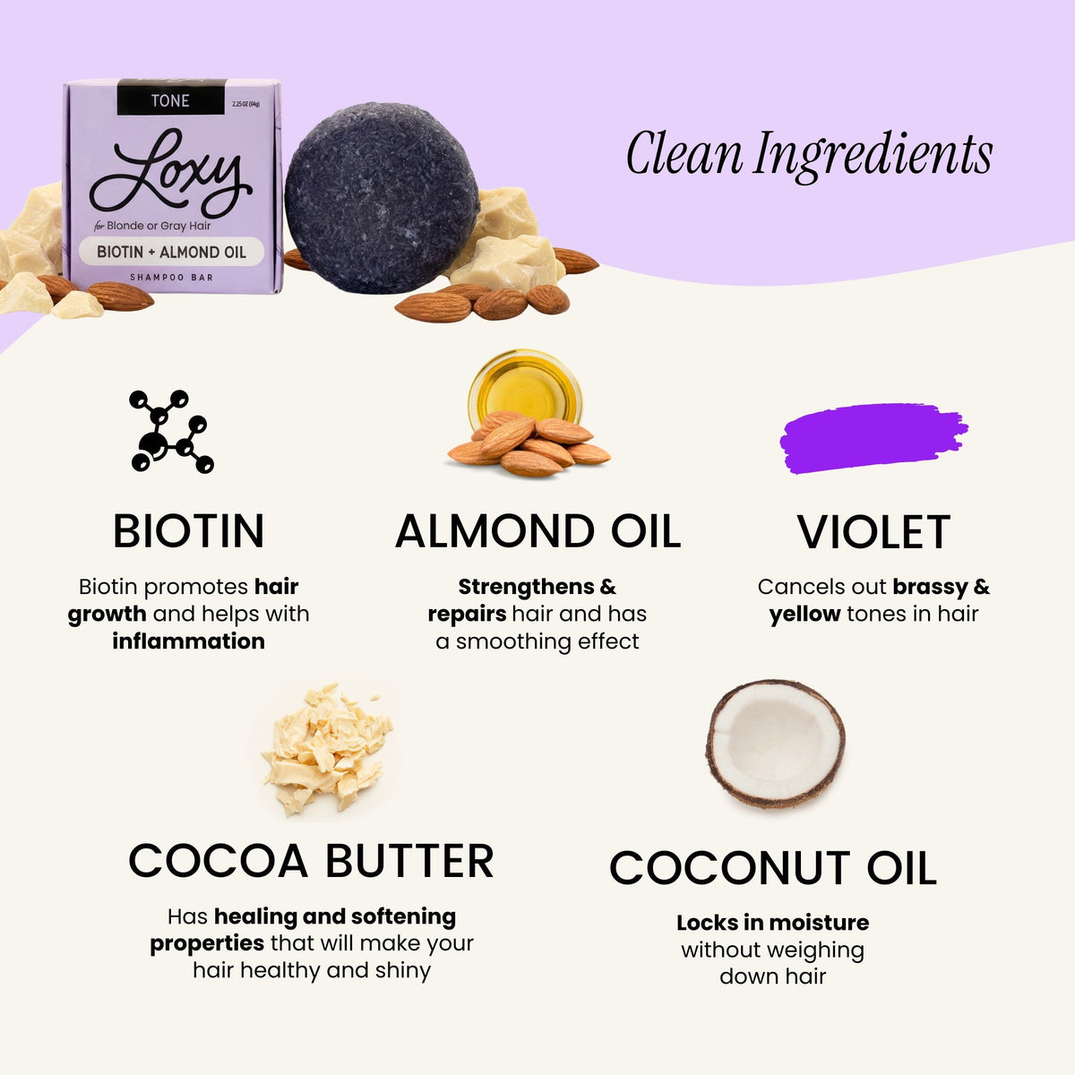 Tone: Purple Shampoo bar with Biotin & Almond Oil