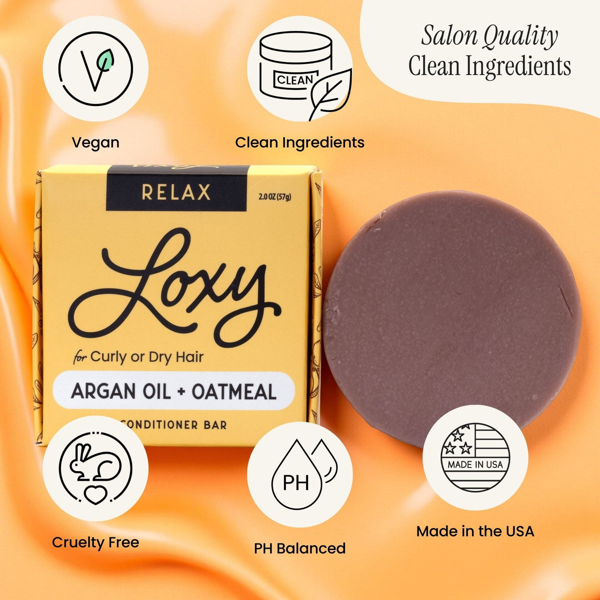 RELAX: Conditioner Bar for dry, frizzy or curly hair with Argan Oil & Colloidal Oatmeal