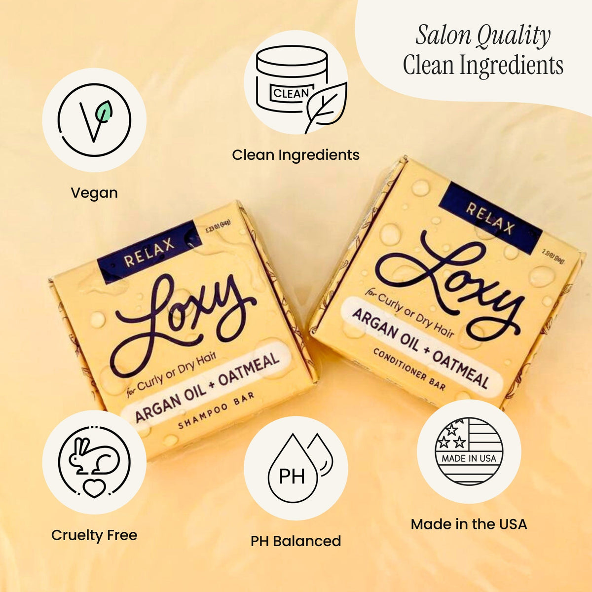 RELAX: Moisturizing Shampoo Bar & Conditioner Bar for dry, frizzy or curly hair with Argan Oil & Oatmeal