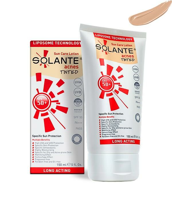 Solante Acnes Tinted Sun Care Lotion SPF50+ 150ml